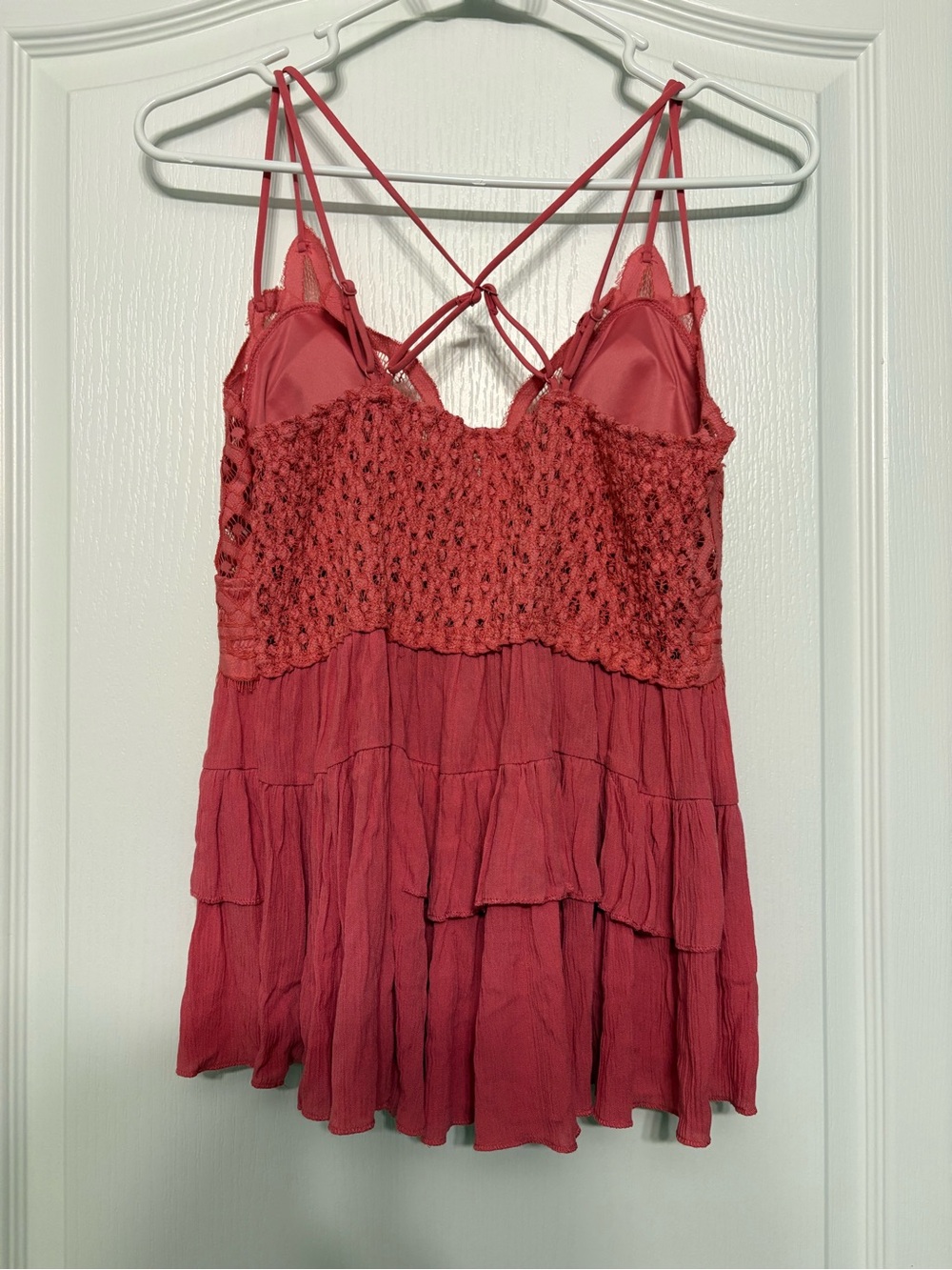 Zenana Outfitters Lace Ruffle Camisole - Brick Red - Picture 8 of 9